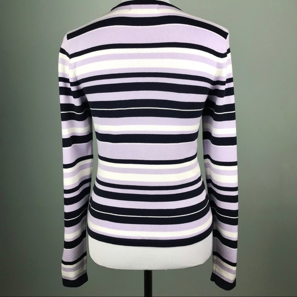 Michael Kors Purple Blue White Striped Sweater - Picture 3 of 6
